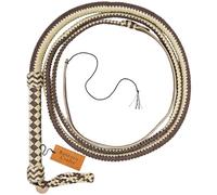 Bantoro Crafts Brown And Beige Paracord/Nylon Whip Bullwhip 16 Plaits Strands Braiding leather Belly & Leather Bolster Inside Loud Cracking Whip (14 feet (4.2 meter))