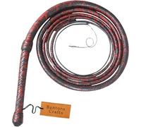 Bantoro Crafts Bull Whip 16 Plaits 4 to 24 Feet / 1.2 to 7.3 meters length Kangaroo Leather Braids with Leather Stomach and Leather Bolster Inside, Indiana Jones Black and Red
