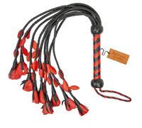 Bantoro Crafts Genuine Leather Braided Flogger Crops Whip Flogger for Cosplay Cat O Nine Tails with Rose Ends Costume BDSM Tassels Flogging Tails Kinky Bondage BDSM