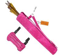 Bantoro Crafts Leather Archery Quiver with Arm Guard - Cowhide Suede | Premium Quality (Pink)