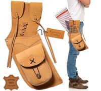 Bantoro Crafts Traditional Handmade Leather Quiver for Hunting & Archery Sports Side mounted Quiver Genuine Leather Arrow Holder Lightweight & Comfortable (Leather Plain Pocket)