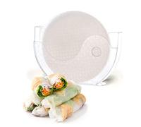 BANU Rice Paper Water Bowl with Side Pocker Holder for Rice Paper Wrappers for Spring Rolls, Summer Rolls. Spring Roll Maker, Banh Trang Holder (1)