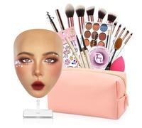 Banugo Makeup Practice Face Board, Silicone Makeup Mannequin Head for Facial Practice, Doll Head Makeup Kit for Girls, 5D Face Makeup Set, Doll Repainting Practice Makeup