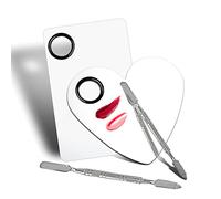 Banugo Stainless Steel Makeup Mixing Palette - 2 Pieces Including Spatula for Foundation/Eyeshadow/Mascara/Nail Polish/Pigment/Nail Art