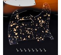 Banworks 1-Ply Electric Guitar Pickguard 8-Hole American TL Pickguard | Guitar Scratch Plate with 2 Pickup Mount Holes for US/MX Fender Modern Tele Telecaster JT/HB-03 Transparent Golden Foil
