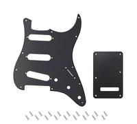 Banworks 1 Ply Strat SSS Pickguard 11-Hole Pickguard Scratch Plate with Backplate 6-Hole Trem Tremolo Cover Set for USA/Mexican Modern Style Standard Stratocaster ST JT/HB-08 Matt Black