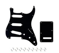 Banworks 1 Ply Strat SSS Pickguard 11-Hole Pickguard Scratch Plate with Backplate 6-Hole Trem Tremolo Cover Set for USA/Mexican Modern Style Standard Stratocaster ST JT/HB-08 Glossy Black
