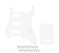 Banworks 1 Ply Strat SSS Pickguard 11-Hole Pickguard Scratch Plate with Backplate 6-Hole Trem Tremolo Cover Set for USA/Mexican Modern Style Standard Stratocaster ST JT/HB-08 White