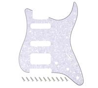 Banworks 11-Hole HSS Strat Pickguard 3-Screw Hole Round Corner Humbucking Mounting ST SSH Scratch Plate for USA/MX Fender Lonestar/Deluxe/Professional I Series Stratocaster JT/HB-23 4 Ply White Pearl