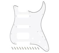 Banworks 11-Hole HSS Strat Pickguard 3-Screw Hole Round Corner Humbucking Mounting ST SSH Scratch Plate for USA/Mexican Fender Lonestar/Deluxe/Professional I Series Stratocaster JT/HB-23 3 Ply White