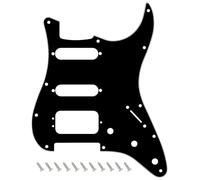 Banworks 11-Hole HSS Strat Pickguard 3-Screw Hole Round Corner Humbucking Mounting ST SSH Scratch Plate for USA/Mexican Fender Lonestar/Deluxe/Professional I Series Stratocaster JT/HB-23 3 Ply Black