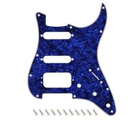 Banworks 11-Hole HSS Strat Pickguard 3-Screw Hole Round Corner Humbucking Mounting ST SSH Scratch Plate for USA/MX Fender Lonestar/Deluxe/Professional I Series Stratocaster JT/HB-23 4 Ply Blue Pearl