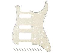 Banworks 11-Hole HSS Strat Pickguard 3-Screw Hole Round Corner Humbucking Mounting ST SSH Scratch Plate for Fender Lonestar/Deluxe/Professional I Series Stratocaster JT/HB-23 4Ply Vintage White Pearl