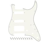 Banworks 11-Hole HSS Strat Pickguard 3-Screw Hole Round Corner Humbucking Mounting ST SSH Scratch Plate for Fender Lonestar/Deluxe/Professional I Series Stratocaster JT/HB-23 3 Ply Vintage White