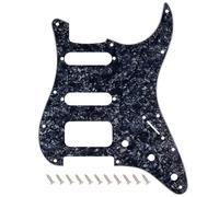 Banworks 11-Hole HSS Strat Pickguard 3-Screw Hole Round Corner Humbucking Mounting ST SSH Scratch Plate for USA/MX Fender Lonestar/Deluxe/Professional I Series Stratocaster JT/HB-23 4 Ply Black Pearl