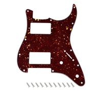 Banworks 11-Hole ST HH Pickguard 2-Pot Square Corner Humbucker Routes | Fits Covered & Uncovered Humbucker Pickups, 4-Ply Scratch Plate for Fender Squier Strat JT/HB-33 Dark Brown Tortoiseshell