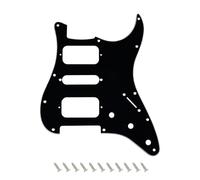 Banworks 11-Hole ST HSH Pickguard with Round Corner Open Humbucker Cutout | 3-Ply Electric Guitar Scratch Plate for USA/Mexican Fender Standard Stratocaster Strat ST JT/HB-34 Black