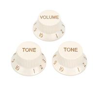 Banworks 18-Spline Electric Guitar Control Knobs 2 Tone and 1 Volume Knobs Metric 6mm (15/64") Speed Knobs Top Hat for Squier Strat ST Electric Guitars Pack of 3 JT/XN-04 Vintage White