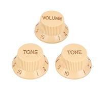Banworks 18-Spline Electric Guitar Control Knobs 2 Tone and 1 Volume Knobs Metric 6mm (15/64") Speed Knobs Top Hat for Squier Strat ST Electric Guitars Pack of 3 JT/XN-04 Light Cream