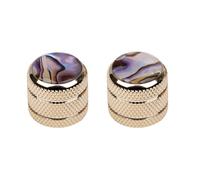 Banworks 18-Spline Metal Guitar Bass Control Knobs Metric 6 mm Speed Knob Dome Colorful Shell Top Knobs Hat for Squier Telecaster Tele Super Strat ST Electric Guitars Bass Pack of 2 JT/XN-16 Golden