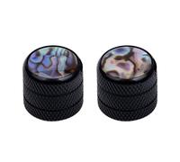 Banworks 18-Spline Metal Guitar Bass Control Knobs Metric 6 mm Speed Knob Dome Colorful Shell Top Knobs Hat for Squier Telecaster Tele Super Strat ST Electric Guitars Bass Pack of 2 JT/XN-16 Black
