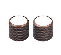 Banworks 18-Spline Metal Guitar Control Knobs Metric 6 mm Speed Knob Dome White Shell Top Knobs Hat for Squier Telecaster Tele Super Strat ST Electric Guitars Bass Pack of 2 JT/XN-15 Antique Bronze