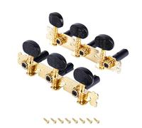 Banworks 3+3 Classical Guitar Tuners Machine Heads 3L3R Guitar Tuning Pegs Keys for Classical Guitars JT/JXQ-11-S Golden with Black Rubber