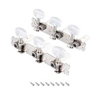 Banworks 3+3 Classical Guitar Tuners Machine Heads 3L3R Guitar Tuning Pegs Keys for Classical Guitars JT/JXQ-11-S Chrome with White Pearl Round Button
