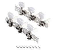Banworks 3+3 Classical Guitar Tuners Machine Heads 3L3R Guitar Tuning Pegs Keys for Classical Guitars JT/JXQ-11-L Chrome with White Pearl Round Button
