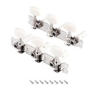 Banworks 3+3 Classical Guitar Tuners Machine Heads 3L3R Guitar Tuning Pegs Keys for Classical Guitars JT/JXQ-11-S Chrome with White Button