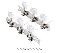 Banworks 3+3 Classical Guitar Tuners Machine Heads 3L3R Guitar Tuning Pegs Keys for Classical Guitars JT/JXQ-11-L Chrome with White Pearl Button