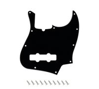 Banworks 3-Ply 10-Hole Jazz Bass Pickguard with Truss Rod Notch | J Bass JB Scratch Plate for USA/Mexican Modern and Vintage Style Fender Jazz Bass JT/HB-28 Black