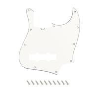 Banworks 3-Ply 10-Hole Jazz Bass Pickguard with Truss Rod Notch | J Bass JB Scratch Plate for USA/Mexican Modern and Vintage Style Fender Jazz Bass JT/HB-28 Vintage White