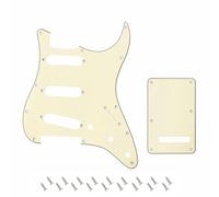 Banworks 3-Ply Electric Guitar SSS Pickguard & Backplate Tremolo Cover Set | 11-Hole Pickguard and 6-Hole Tremolo Cover for USA/MX Fender Modern Standard Stratocaster Strat ST JT/HB-08 Cream