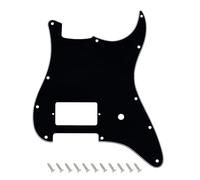 Banworks 3-Ply ST Pickguard with Single Square Corner Humbucker Cutout | Single Volume Control Cutout, 11-Hole Guitar Scratch Plate for USA/MX Fender Tom Delonge Stratocaster Strat ST JT/HB-31 Black