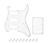 Banworks 3 Ply Strat SSS Pickguard 11-Hole Pickguard Scratch Plate with Backplate 6-Hole Trem Tremolo Cover Set for USA/Mexican Modern Style Standard Stratocaster ST JT/HB-08 White