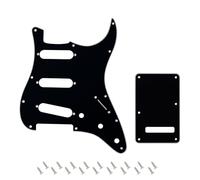 Banworks 3 Ply Strat SSS Pickguard 11-Hole Pickguard Scratch Plate with Backplate 6-Hole Trem Tremolo Cover Set for USA/Mexican Modern Style Standard Stratocaster ST JT/HB-08 Glossy Black