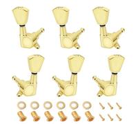Banworks 3L3R Guitar Tuning Pegs Keys 15:1 Guitar String Tuning Keys Machines with 45 Degree Fixing Tag for '60s Les Paul LP SG Electric Acoustic Guitar Pack of 6 JT/JXQ-04 Golden with Tulip Button