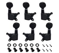 Banworks 3L3R Guitar Tuning Pegs Keys 15:1 Ratio Guitar String Tuning Keys Machines with 45 Degree Fixing Tag for Les Paul LP SG Electric Acoustic Guitar Pack of 6 JT/JXQ-04 Black with Kidney Button