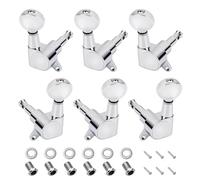 Banworks 3L3R Guitar Tuning Pegs Keys 15:1 Ratio Guitar String Tuning Keys Machines with 45 Degree Fixing Tag for Les Paul LP SG Electric Acoustic Guitar Pack of 6 JT/JXQ-04 Chrome with Kidney Button
