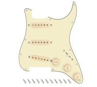 Banworks 3Ply Loaded SSS Pickguard Vintage F '60s Tones Prewired Strat Pickguard with Staggered Alnico 5 SSS Single Coil Pickups for Fender Stratocaster ST Style Electric Guitars JT/HBZC-01 Cream