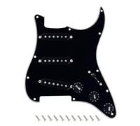 Banworks 3Ply Loaded SSS Pickguard Vintage F '60s Tones Prewired Strat Pickguard with Staggered Alnico 5 SSS Single Coil Pickups for Stratocaster ST Style Electric Guitars JT/HBZC-01 Black