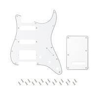 Banworks 3Ply Strat HSS Pickguard 11-Hole SSH Pickguard Scratch Plate with Backplate 6-Hole Trem Tremolo Cover Set for USA/Mexican Modern Style Standard Stratocaster ST JT/HB-09 White