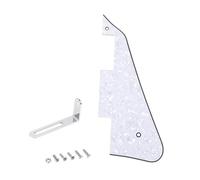 Banworks 4-Ply Les Paul Pickguard with Stainless Steel Bracket LP Pickguard Scratch Plate 2-Hole Electric Guitar Pickguard for USA Gibson Les Paul LP JT/HBTZ-01 White Pearl