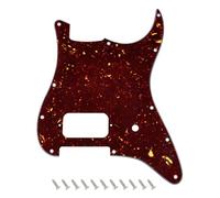 Banworks 4-Ply ST Pickguard with Single Round Corner Humbucker Cutout | Single Volume Control Cutout, 11-Hole Guitar Scratch Plate for USA/MX Fender Tom Delonge Strat JT/HB-30 Dark Brown Tortoise