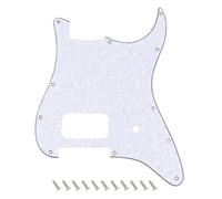Banworks 4-Ply ST Pickguard with Single Round Corner Humbucker Cutout | Single Volume Control Cutout, 11-Hole Guitar Scratch Plate for USA Fender Tom Delonge Stratocaster Strat JT/HB-30 White Pearl