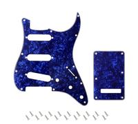 Banworks 4 Ply Strat SSS Pickguard 11-Hole Pickguard Scratch Plate with Backplate 6-Hole Trem Tremolo Cover Set for USA/Mexican Modern Style Standard Stratocaster ST JT/HB-08 Blue Pearl
