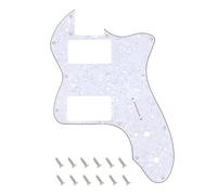 Banworks 4 Ply Tele HH Pickguard 12 Holes Wide Range Pickup Slot Cover Telecaster Pickguard Scratch Plate for USA/Mexican Fender Vintage 72 Tele Thinline Style Electric Guitar JT-HB-07 White Pearl