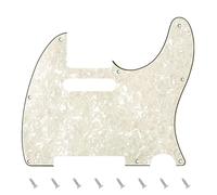 Banworks 4 Ply Tele Pickguard 8-Hole Electric Guitar Pickguard Scratch Plate for USA/Mexican Modern Style Standard Tele Telecaster JT/HB-03 Vintage White Pearl