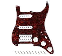 Banworks 4Ply Loaded HSS Strat Pickguard Vintage Hot F '50s Tones Prewired Pickguard with Staggered Alnico 5 Fiber Bobbin SSH Pickups for Fender Stratocaster Strat ST JT/HBZC-03 Red Tortoiseshell